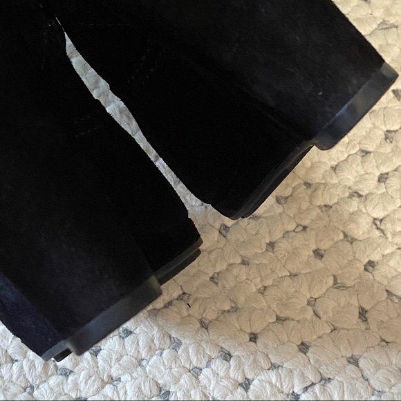 PRADA 4"WEDGE Black Boots Nubuck Leather NIB 8-8.5 - Picture 6 of 7